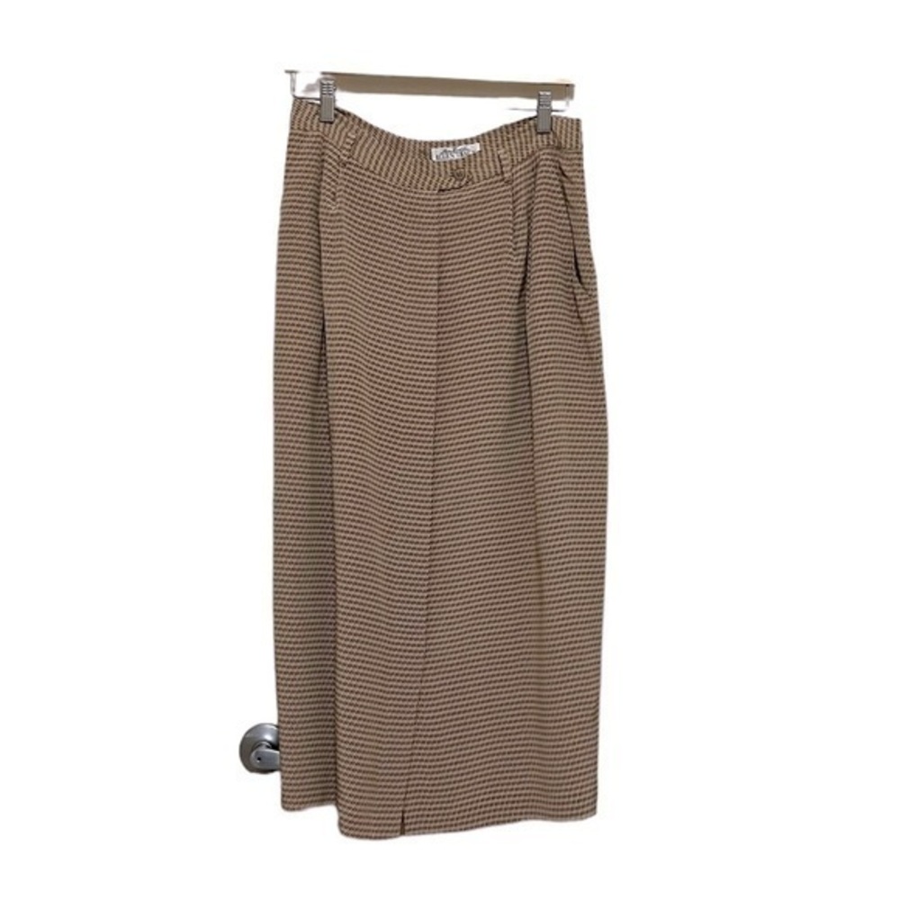Vintage Ellen Tracy silk print maxi skirt, tan, 14